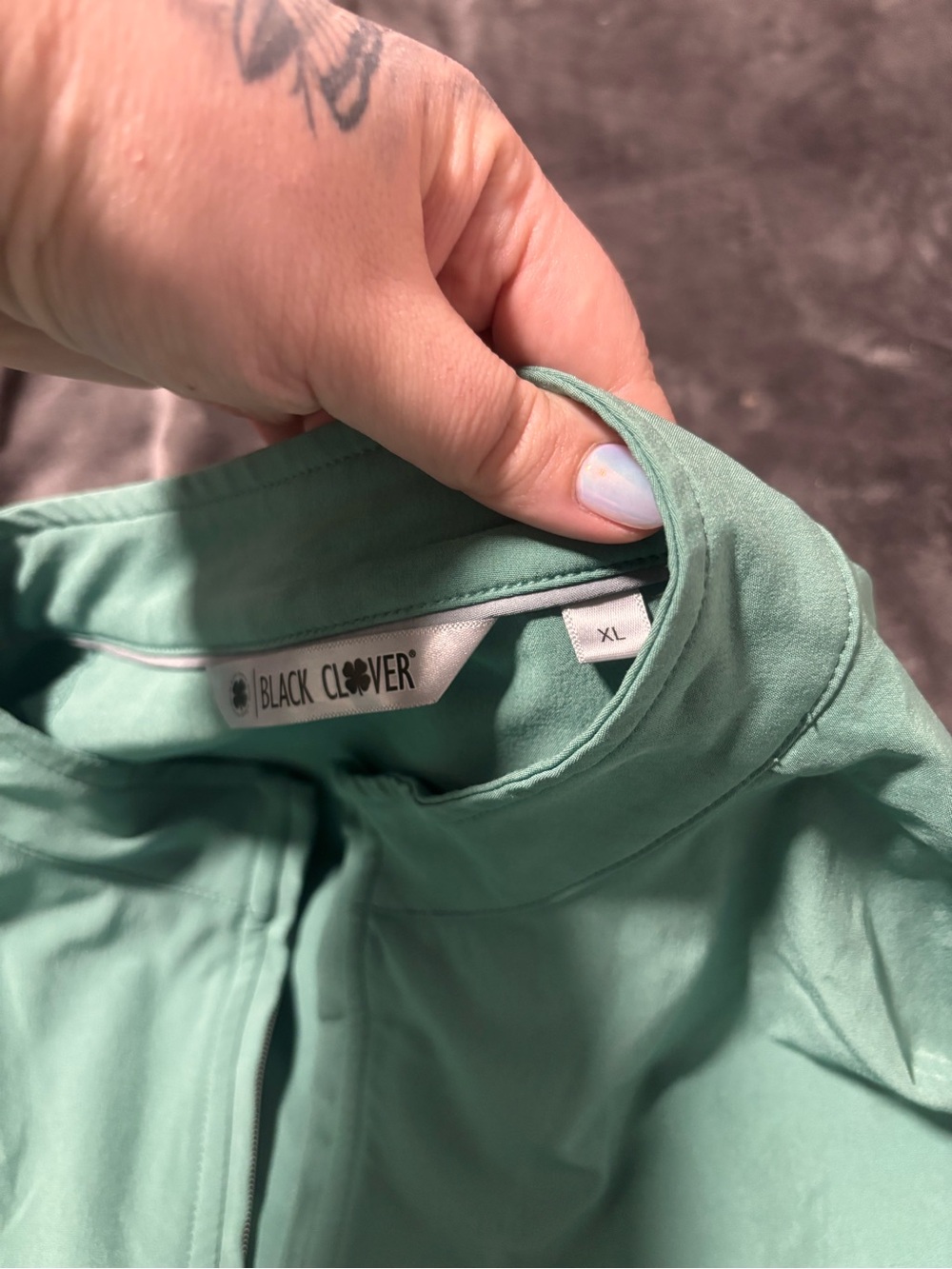 Light Teal 1/4 Zip Pullover - Picture 3 of 4